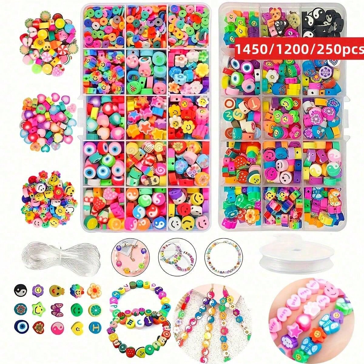 Jewelry Making Soldering Kit - 1450/1200/250pcs Polymer Clay Beads Set, Box,