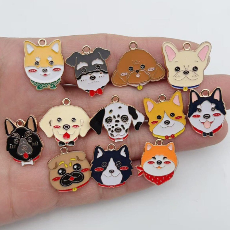 Jewelry Making Party - 12pcs cartoon pet spotted dog alloy
