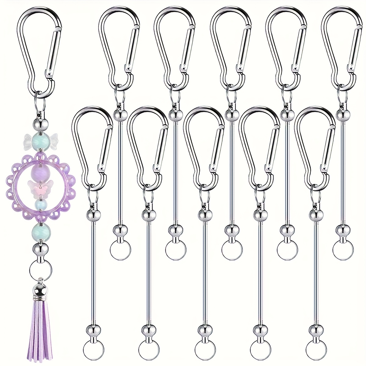 Jewelry Making Using Beads - 10pcs Multi-Purpose Key Rings Blank Beaded