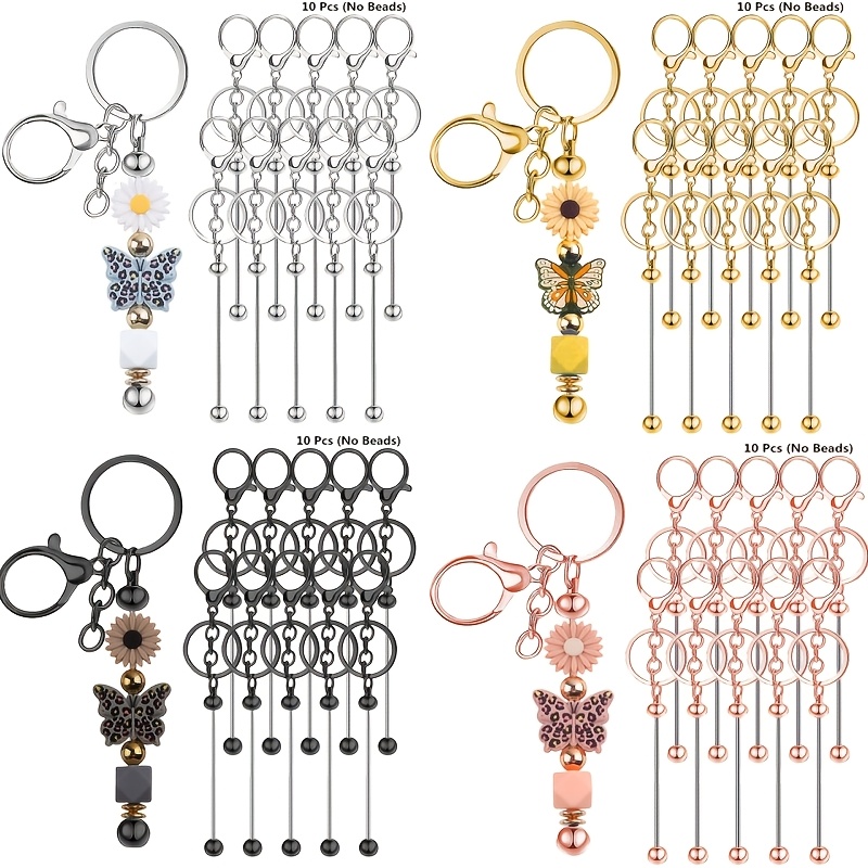 Jewelry Making Soldering Kit - 10pcs DIY Unique Blank Beaded Keychain