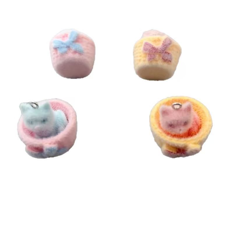 4pcs 3D plush resin cat pendan - đánh giá và giá Jewelry Making Party