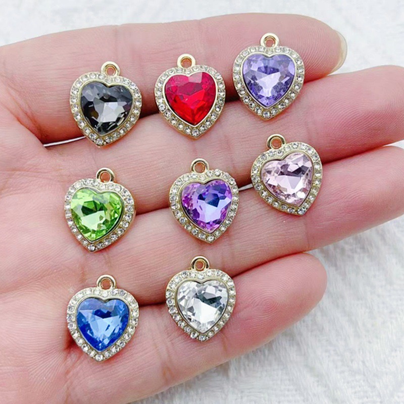 10pcs heart-shaped inlaid colo - đánh giá và giá Jewelry Making Party