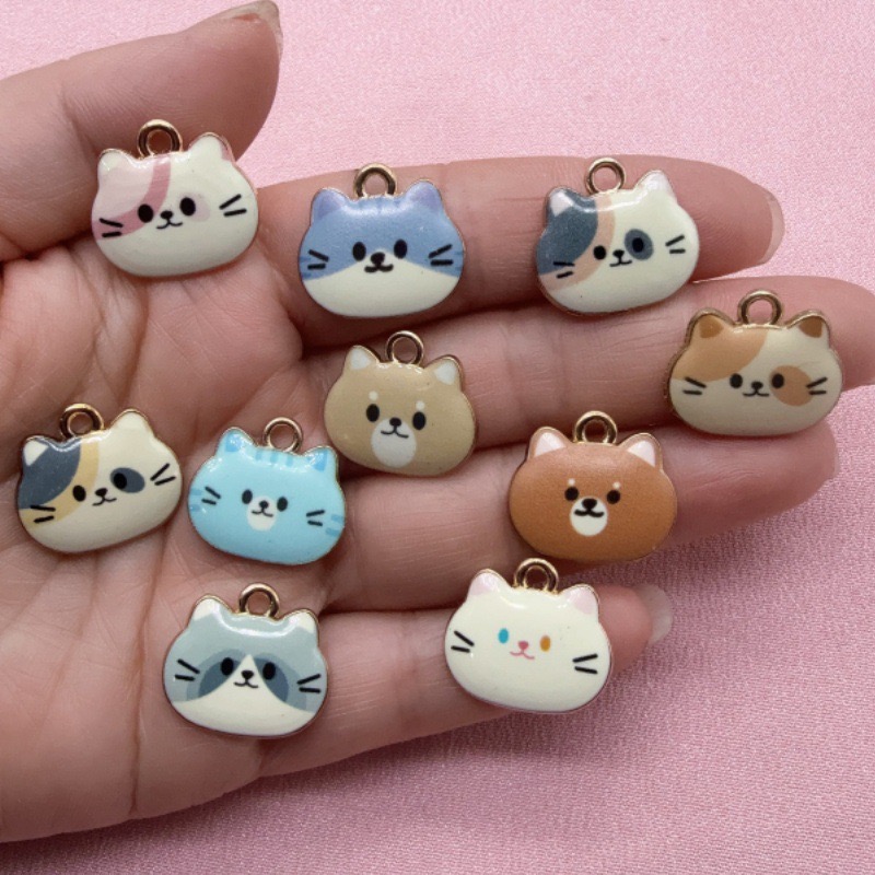 12pcs Printed Cat Head Alloy D - đánh giá và giá Jewelry Making Party